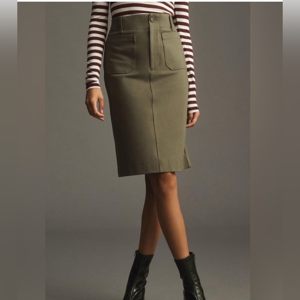 Maeve The Colette Pencil Skirt | Olive Green | Size XS